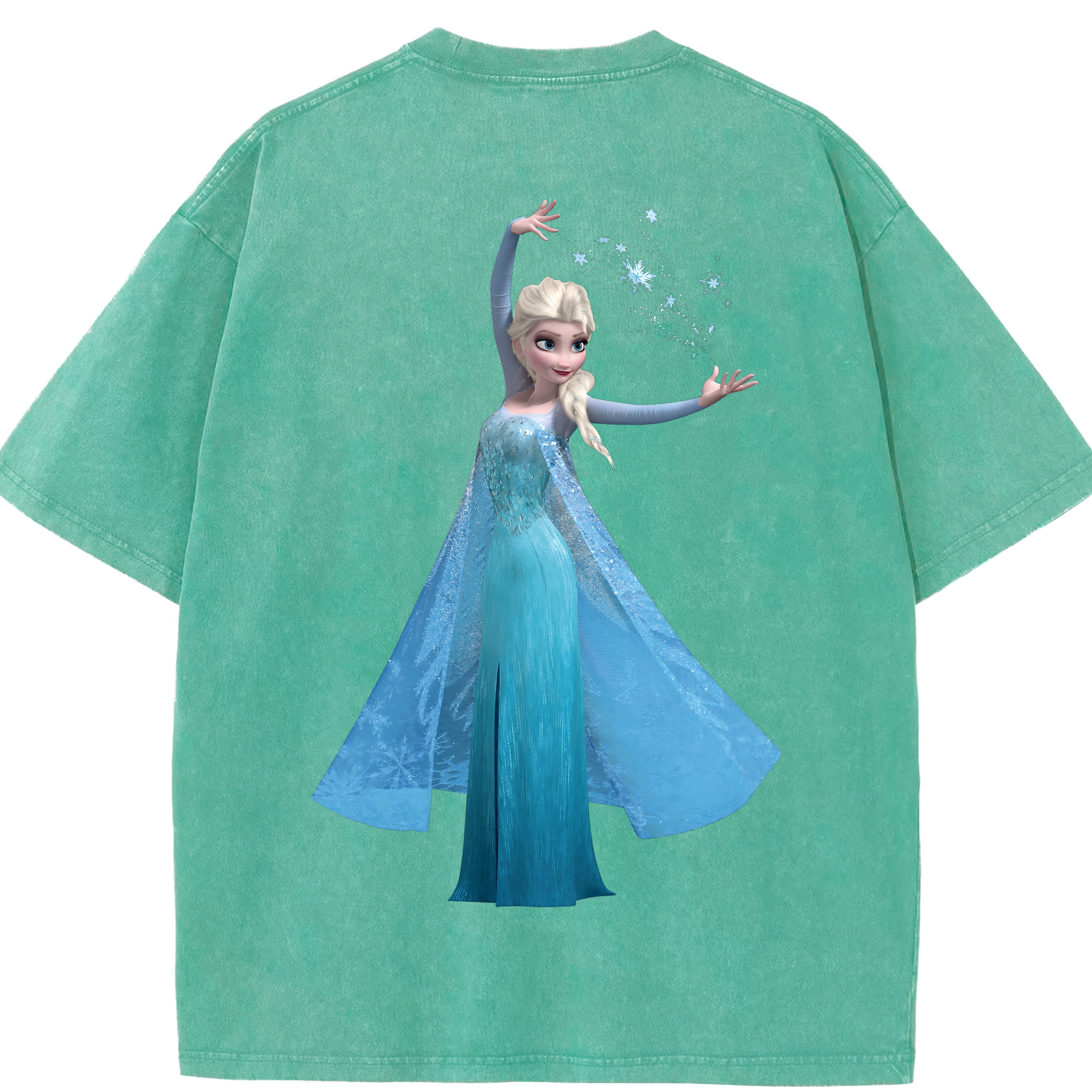 （画像用） アナと雪の女王 アンナ エルサ Frozen Anna Elsa 綿100% ヴィンテージ風 半袖Tシャツ（背面プリント）